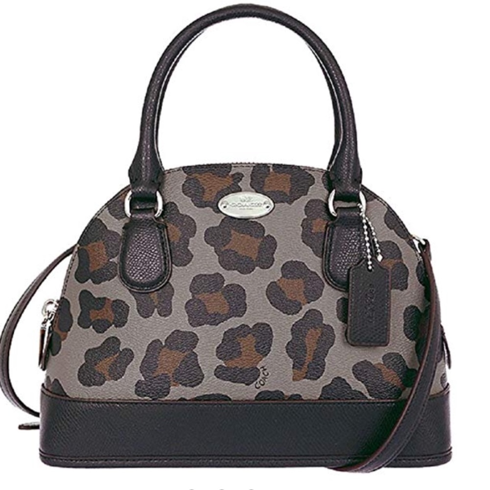 COACH Mini Cora Dome Satchel with Ocelot Print